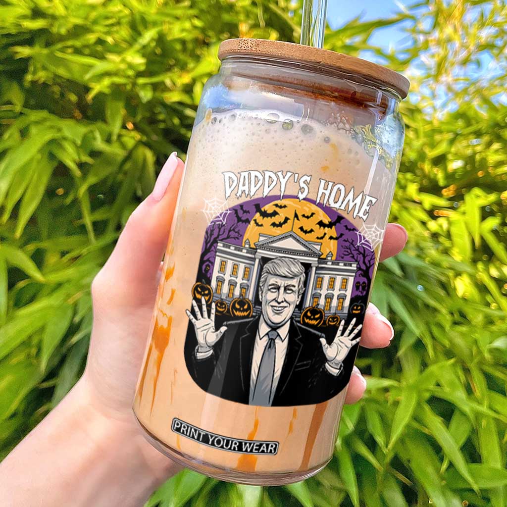 Funny Trump Halloween Glass Can Daddy Home White House Spooky Season TS02 Black Print Your Wear