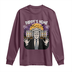 Funny Trump Halloween Long Sleeve Shirt Daddy Home White House Spooky Season TS02 Maroon Print Your Wear