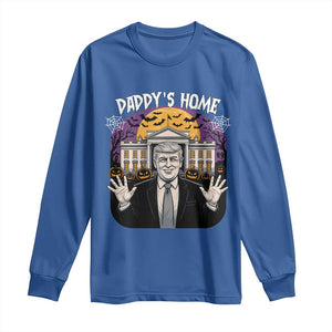 Funny Trump Halloween Long Sleeve Shirt Daddy Home White House Spooky Season TS02 Royal Blue Print Your Wear