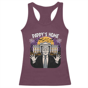 Funny Trump Halloween Racerback Tank Top Daddy Home White House Spooky Season TS02 Maroon Print Your Wear