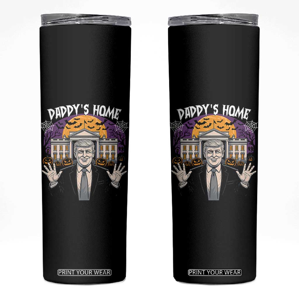 Funny Trump Halloween Skinny Tumbler Daddy Home White House Spooky Season TS02 Black Print Your Wear