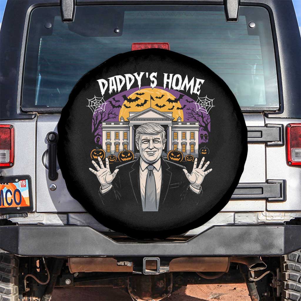 Funny Trump Halloween Spare Tire Cover Daddy Home White House Spooky Season TS02 No hole Black Print Your Wear