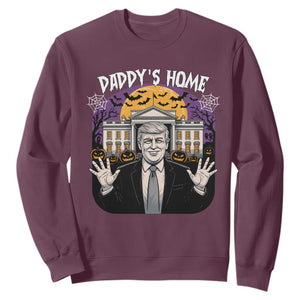 Funny Trump Halloween Sweatshirt Daddy Home White House Spooky Season TS02 Maroon Print Your Wear