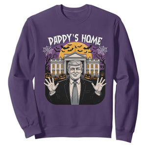 Funny Trump Halloween Sweatshirt Daddy Home White House Spooky Season TS02 Purple Print Your Wear