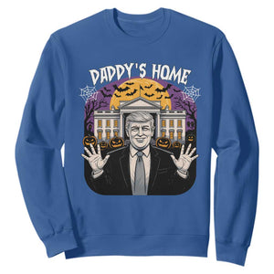 Funny Trump Halloween Sweatshirt Daddy Home White House Spooky Season TS02 Royal Blue Print Your Wear