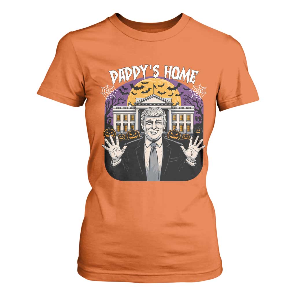 Funny Trump Halloween T Shirt For Women Daddy Home White House Spooky Season TS02 Orange Print Your Wear