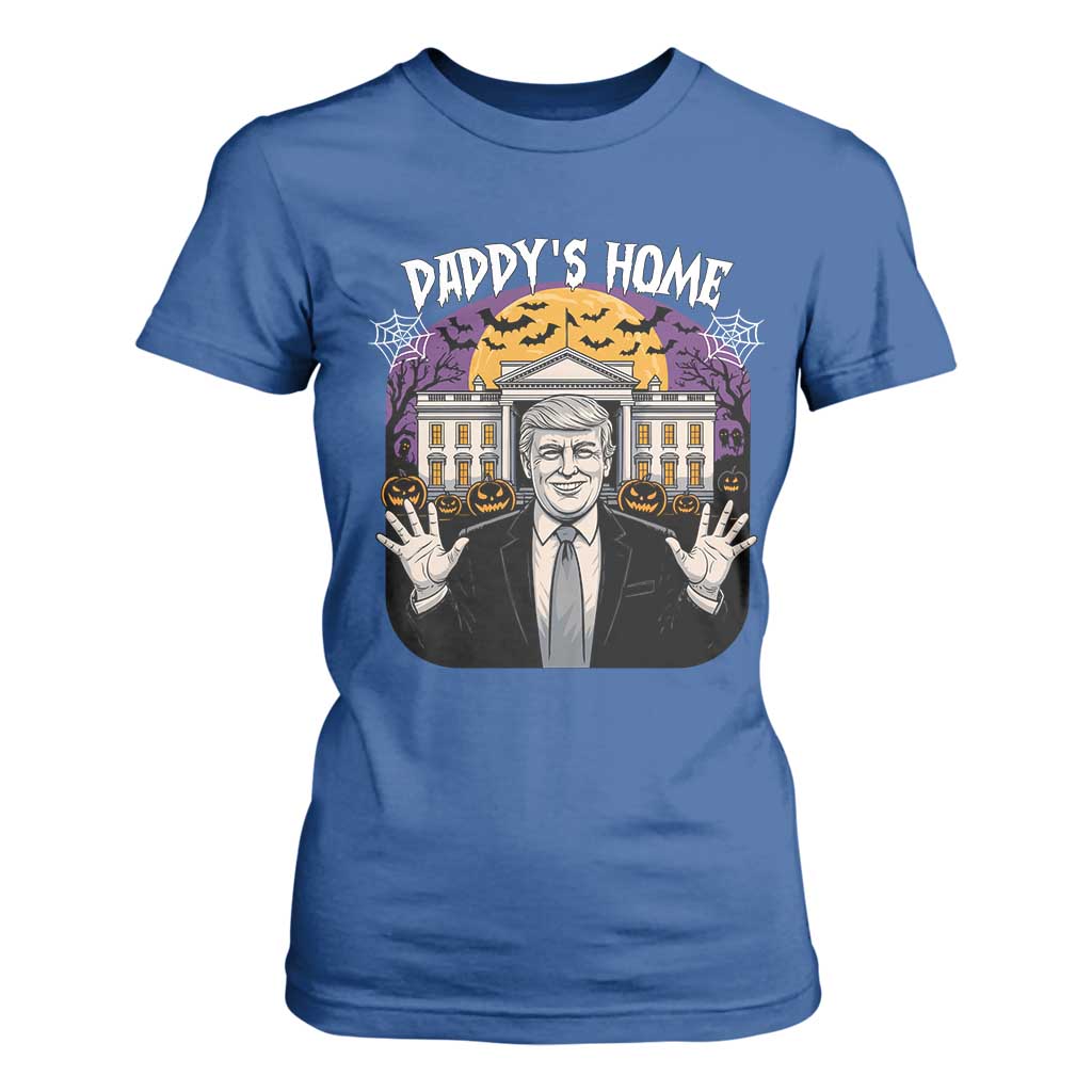Funny Trump Halloween T Shirt For Women Daddy Home White House Spooky Season TS02 Royal Blue Print Your Wear