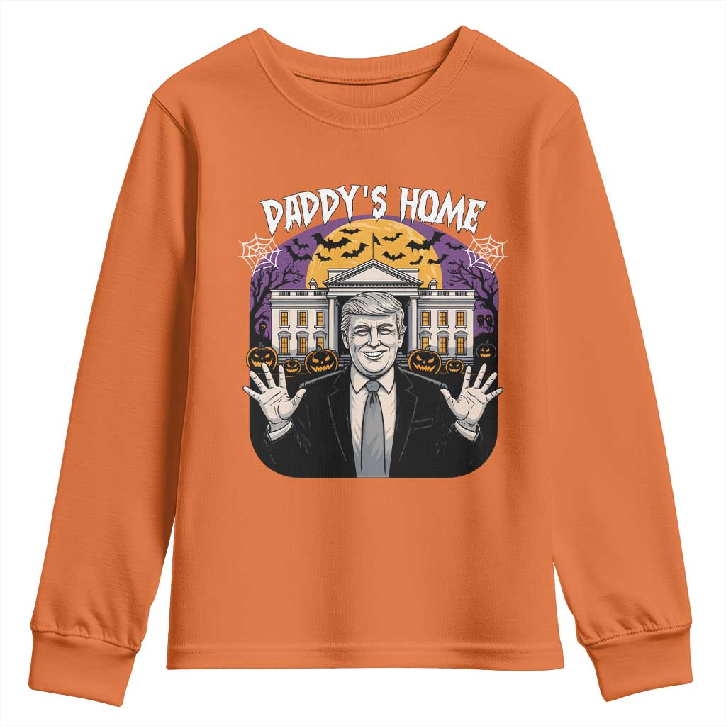 Funny Trump Halloween Youth Sweatshirt Daddy Home White House Spooky Season TS02 Orange Print Your Wear