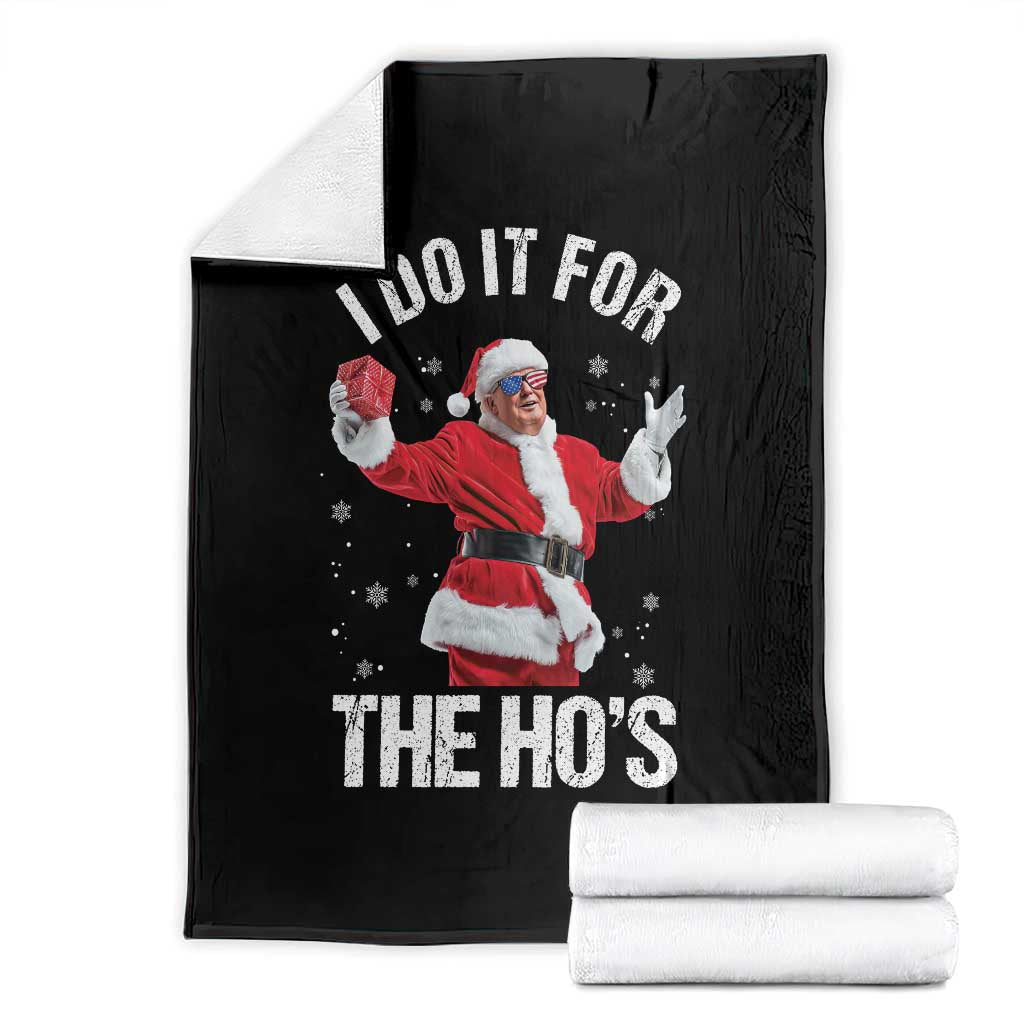 Funny Trump Santa Christmas Throw Blanket I Do It For The Hos Holiday Gift TS02 Black Print Your Wear