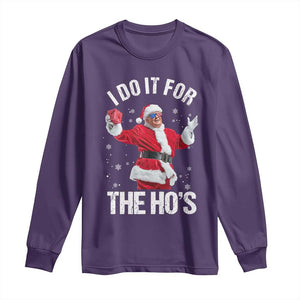 Funny Trump Santa Christmas Long Sleeve Shirt I Do It For The Hos Holiday Gift TS02 Purple Print Your Wear