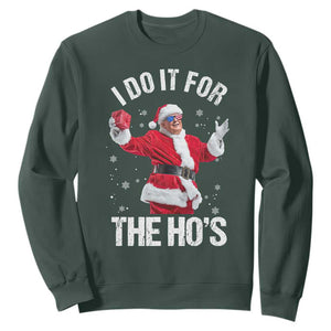 Funny Trump Santa Christmas Sweatshirt I Do It For The Hos Holiday Gift TS02 Dark Forest Green Print Your Wear