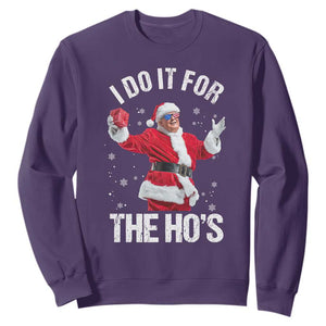 Funny Trump Santa Christmas Sweatshirt I Do It For The Hos Holiday Gift TS02 Purple Print Your Wear
