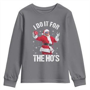 Funny Trump Santa Christmas Youth Sweatshirt I Do It For The Hos Holiday Gift TS02 Charcoal Print Your Wear