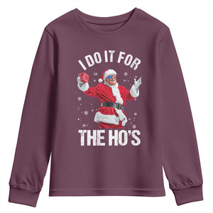 Funny Trump Santa Christmas Youth Sweatshirt I Do It For The Hos Holiday Gift TS02 Maroon Print Your Wear