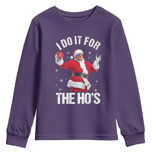 Funny Trump Santa Christmas Youth Sweatshirt I Do It For The Hos Holiday Gift TS02 Purple Print Your Wear