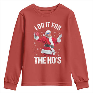 Funny Trump Santa Christmas Youth Sweatshirt I Do It For The Hos Holiday Gift TS02 Red Print Your Wear
