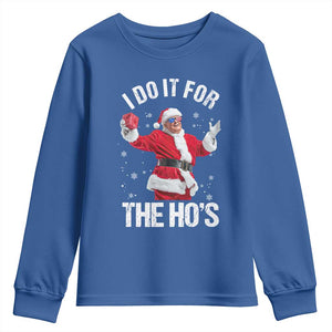 Funny Trump Santa Christmas Youth Sweatshirt I Do It For The Hos Holiday Gift TS02 Royal Blue Print Your Wear