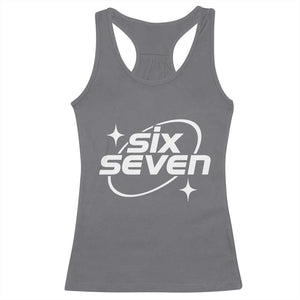 Funny Six Seven Racerback Tank Top Cool 67 Meme Y2K Gen Alpha Slang TS02 Charcoal Print Your Wear