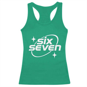 Funny Six Seven Racerback Tank Top Cool 67 Meme Y2K Gen Alpha Slang TS02 Irish Green Print Your Wear