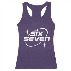 Funny Six Seven Racerback Tank Top Cool 67 Meme Y2K Gen Alpha Slang TS02 Purple Print Your Wear