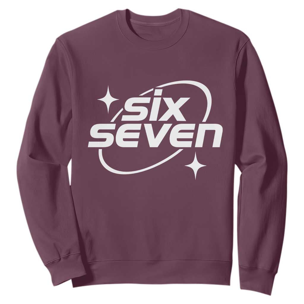 Funny Six Seven Sweatshirt Cool 67 Meme Y2K Gen Alpha Slang TS02 Maroon Print Your Wear