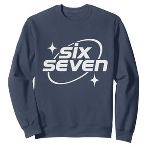 Funny Six Seven Sweatshirt Cool 67 Meme Y2K Gen Alpha Slang TS02 Navy Print Your Wear