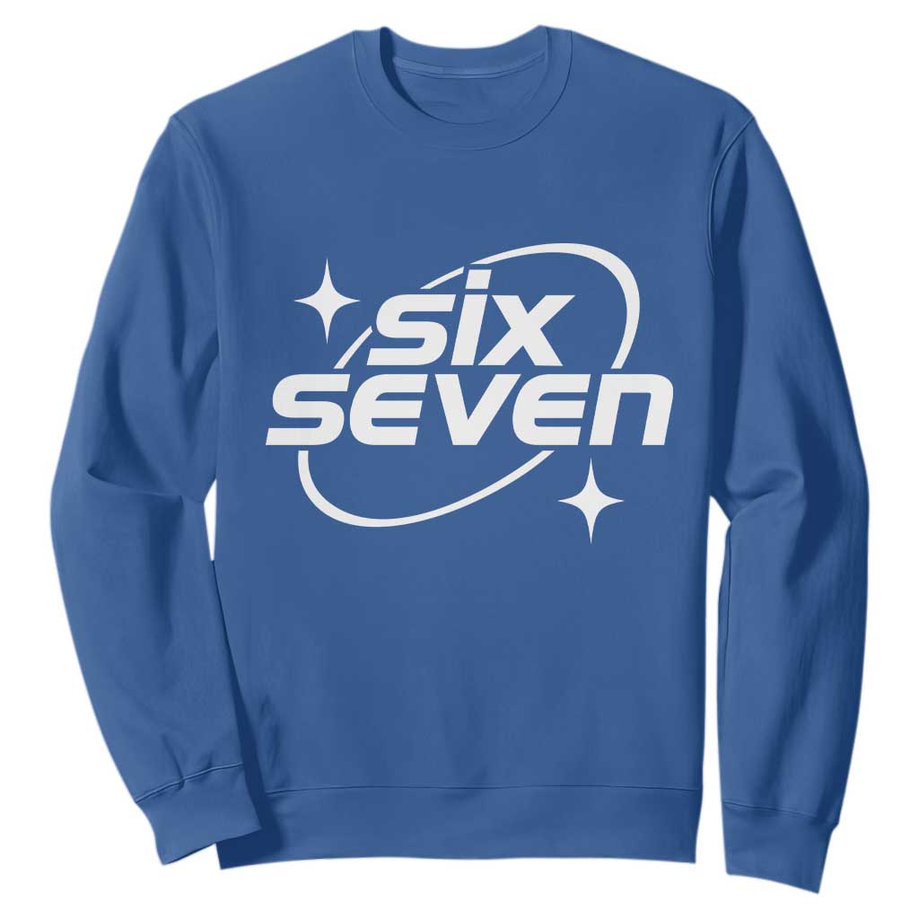 Funny Six Seven Sweatshirt Cool 67 Meme Y2K Gen Alpha Slang TS02 Royal Blue Print Your Wear