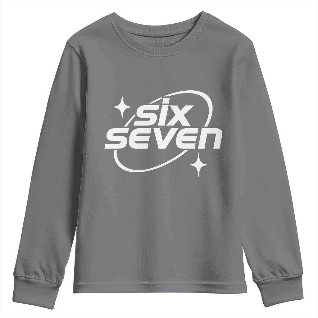 Funny Six Seven Youth Sweatshirt Cool 67 Meme Y2K Gen Alpha Slang TS02 Charcoal Print Your Wear