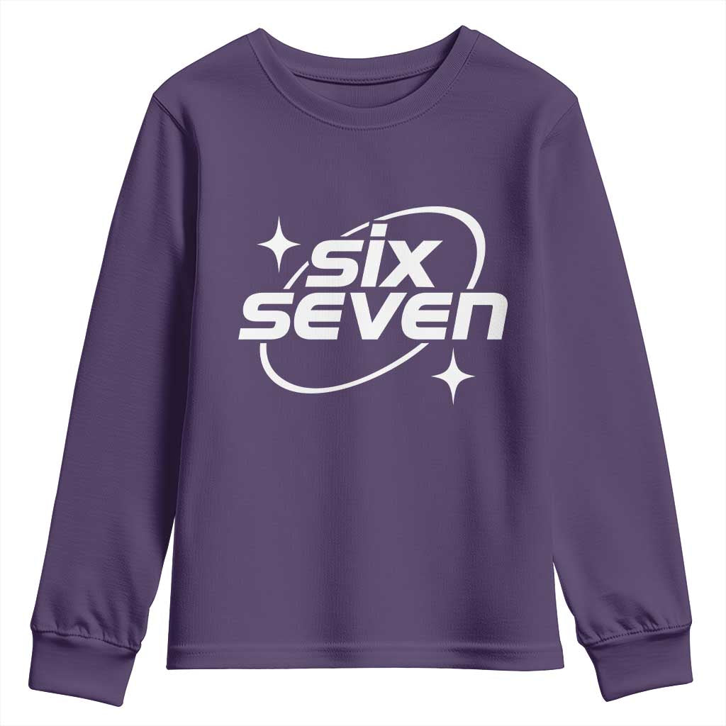 Funny Six Seven Youth Sweatshirt Cool 67 Meme Y2K Gen Alpha Slang TS02 Purple Print Your Wear
