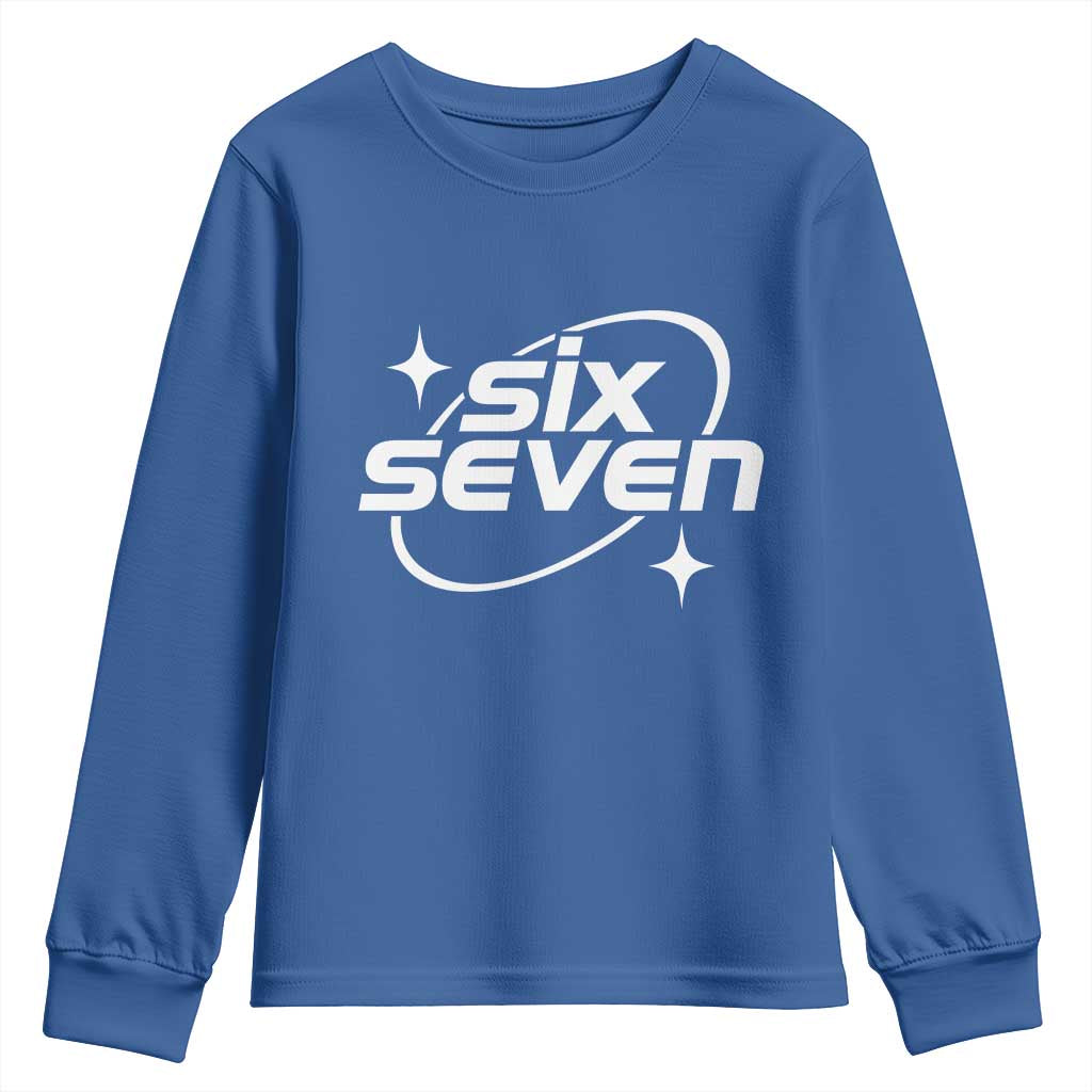 Funny Six Seven Youth Sweatshirt Cool 67 Meme Y2K Gen Alpha Slang TS02 Royal Blue Print Your Wear