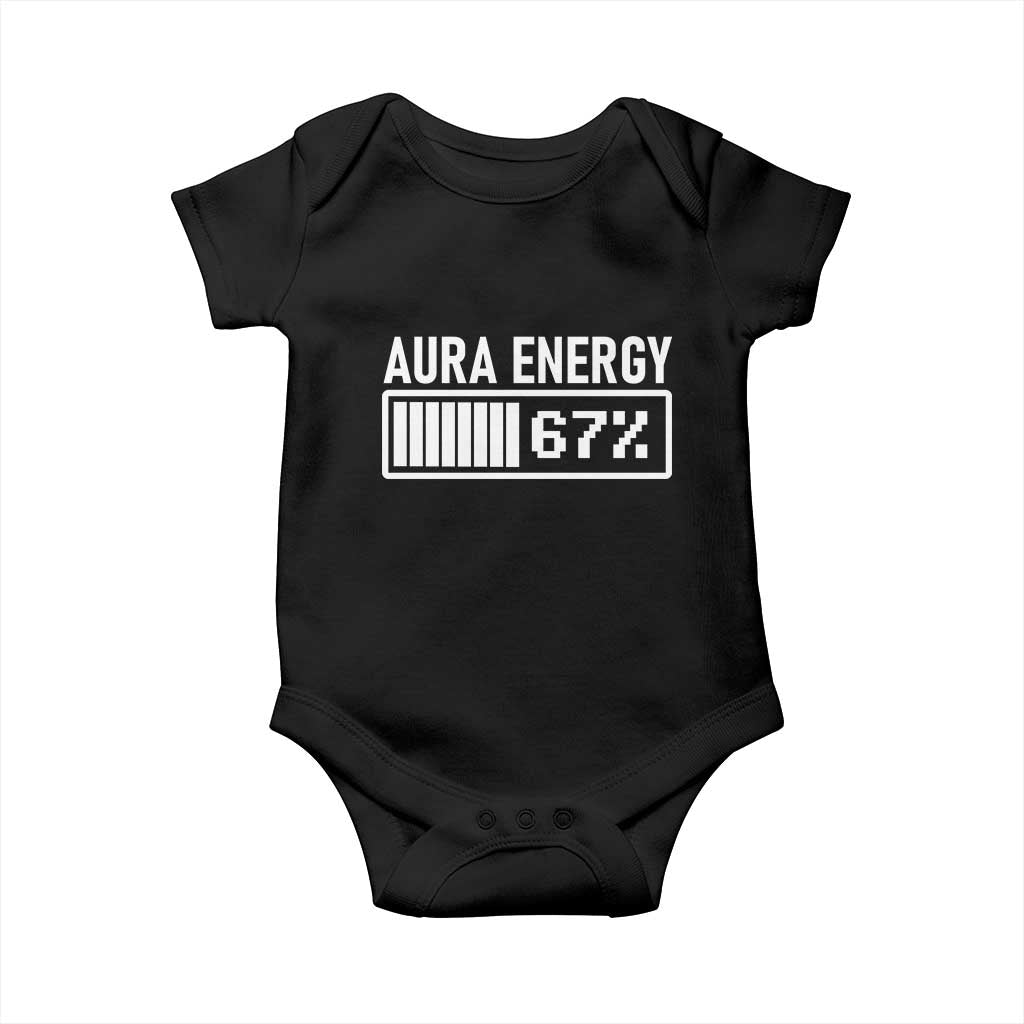 Funny Aura Energy at 67 Baby Onesie Six Seven Viral Meme 6 7 Gen Alpha Slang TS02 Black Print Your Wear