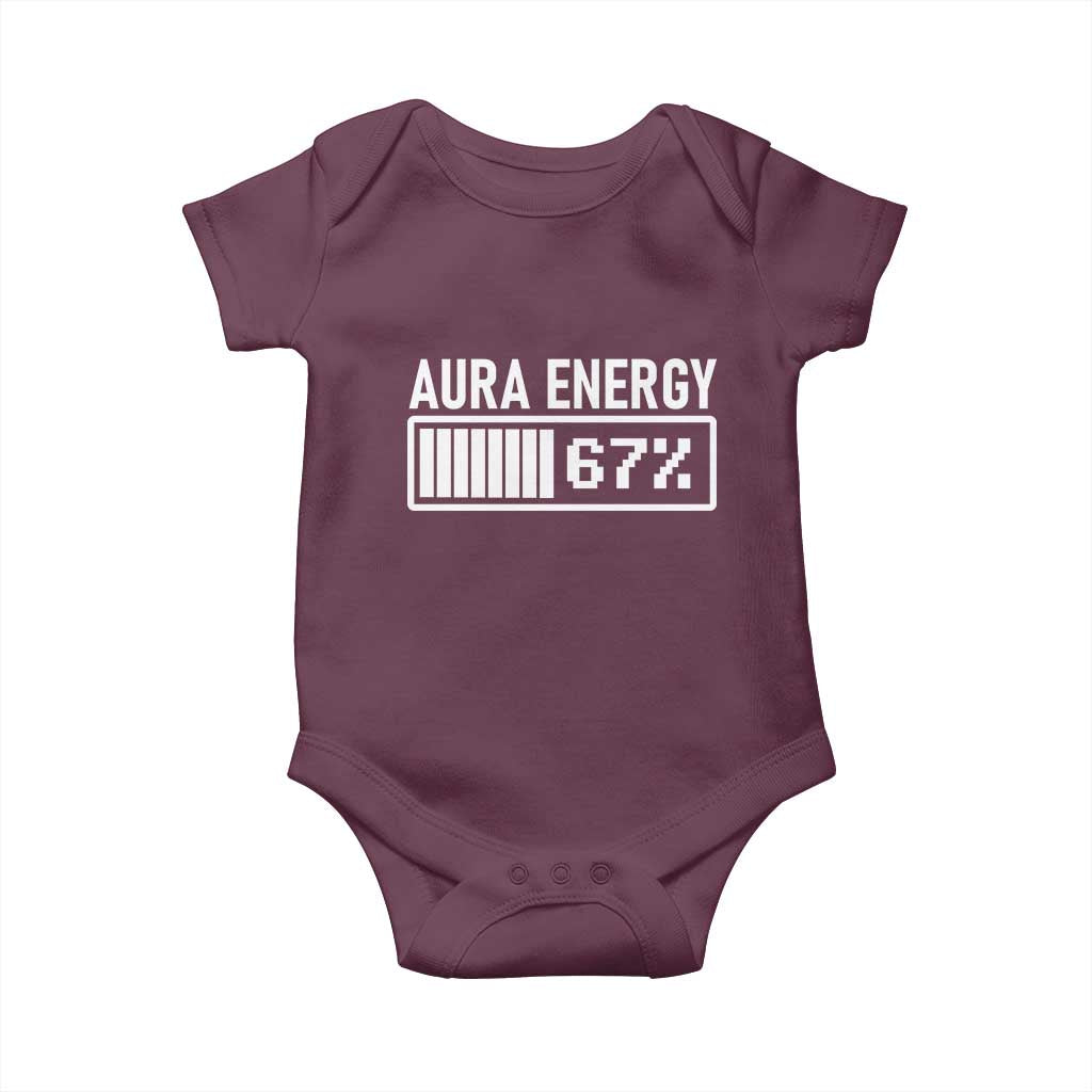 Funny Aura Energy at 67 Baby Onesie Six Seven Viral Meme 6 7 Gen Alpha Slang TS02 Maroon Print Your Wear