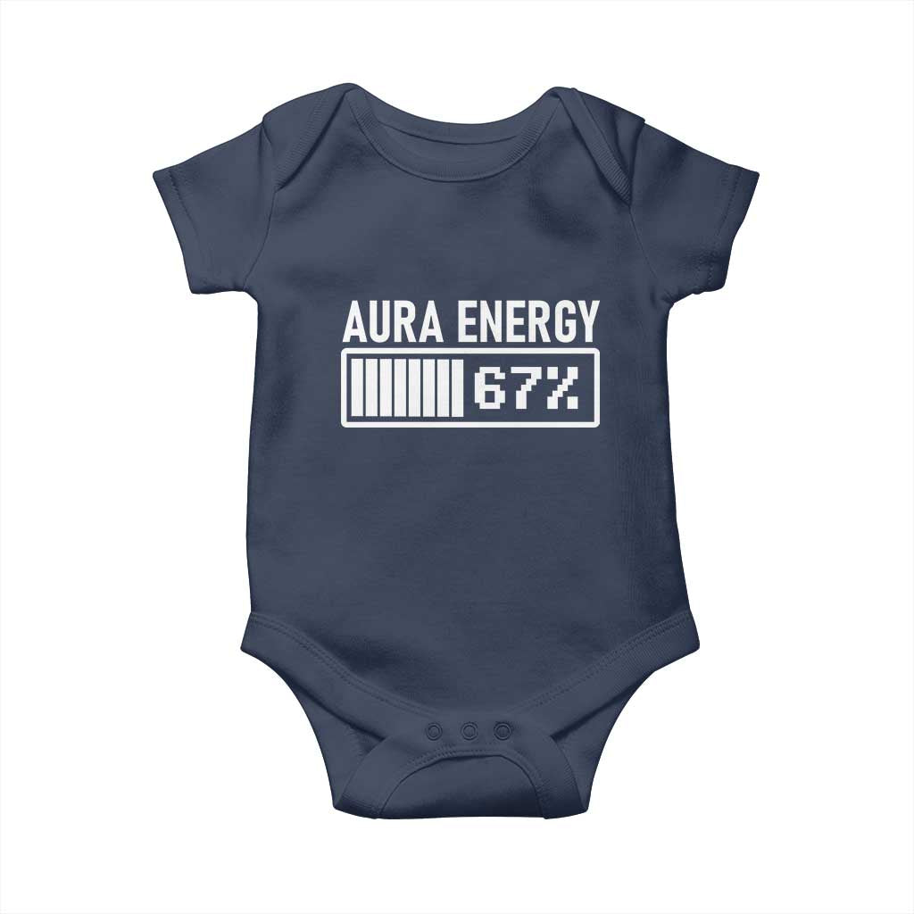 Funny Aura Energy at 67 Baby Onesie Six Seven Viral Meme 6 7 Gen Alpha Slang TS02 Navy Print Your Wear