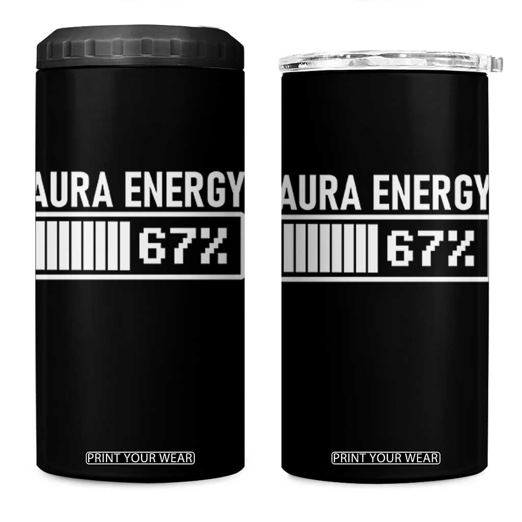Funny Aura Energy at 67 4 in 1 Can Cooler Tumbler Six Seven Viral Meme 6 7 Gen Alpha Slang TS02 One Size: 16 oz Black Print Your Wear