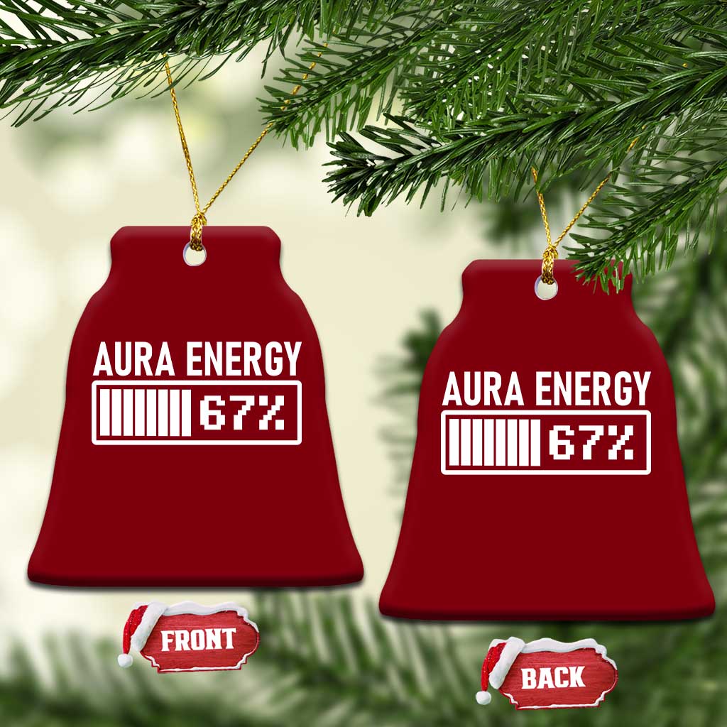 Funny Aura Energy at 67 Ceramic Ornament Six Seven Viral Meme 6 7 Gen Alpha Slang TS02 Print Your Wear