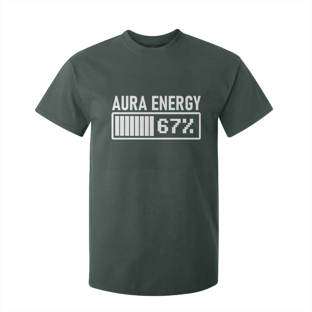 Funny Aura Energy at 67 T Shirt For Kid Six Seven Viral Meme 6 7 Gen Alpha Slang TS02 Dark Forest Green Print Your Wear