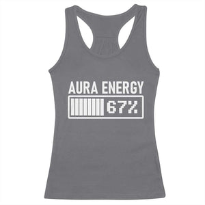 Funny Aura Energy at 67 Racerback Tank Top Six Seven Viral Meme 6 7 Gen Alpha Slang TS02 Charcoal Print Your Wear