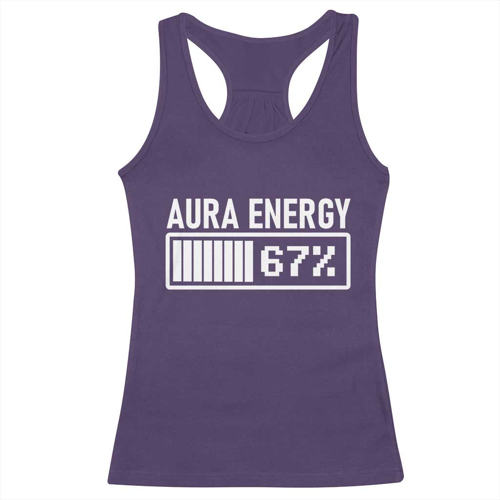 Funny Aura Energy at 67 Racerback Tank Top Six Seven Viral Meme 6 7 Gen Alpha Slang TS02 Purple Print Your Wear