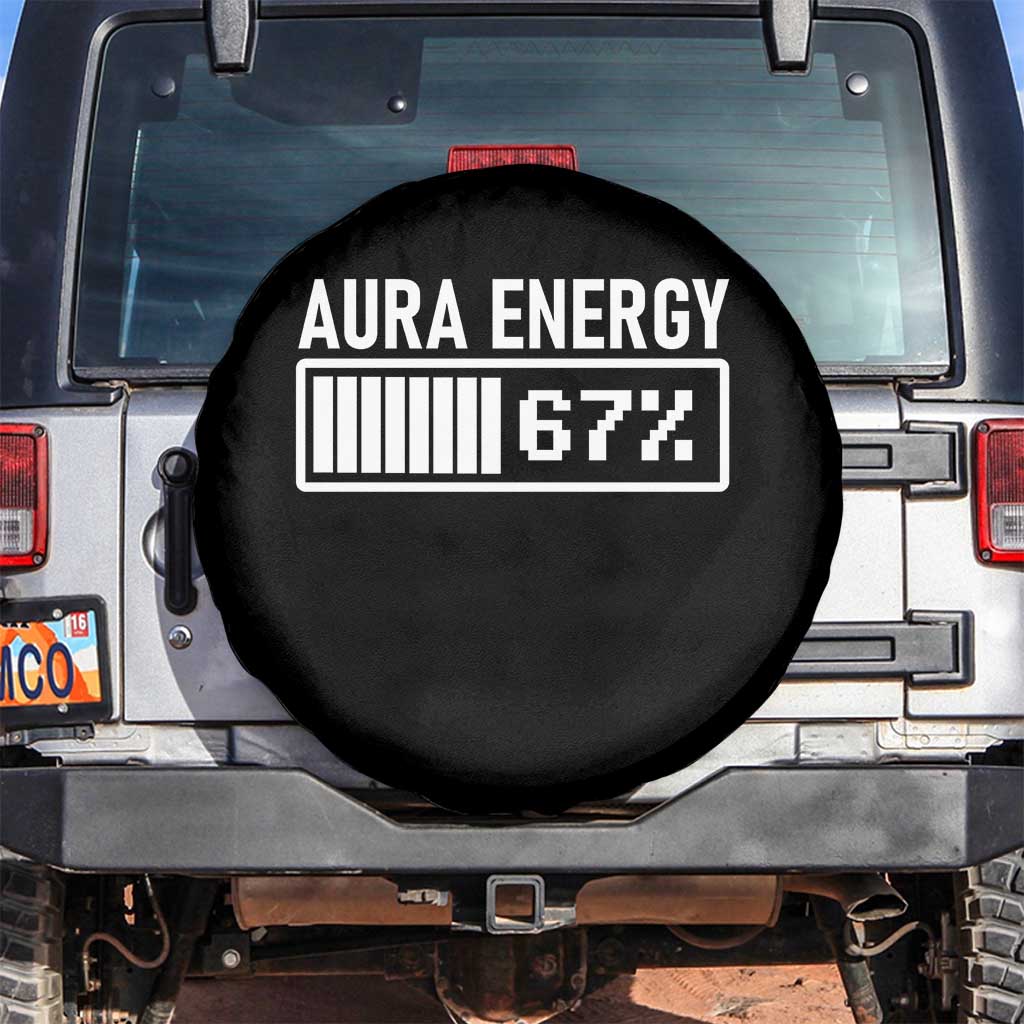 Funny Aura Energy at 67 Spare Tire Cover Six Seven Viral Meme 6 7 Gen Alpha Slang TS02 No hole Black Print Your Wear