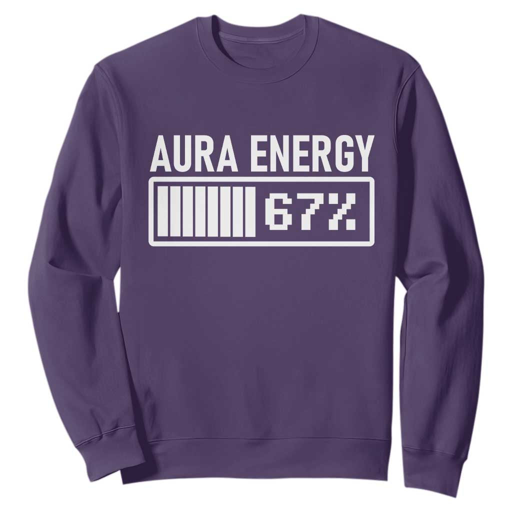 Funny Aura Energy at 67 Sweatshirt Six Seven Viral Meme 6 7 Gen Alpha Slang TS02 Purple Print Your Wear