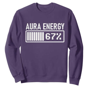 Funny Aura Energy at 67 Sweatshirt Six Seven Viral Meme 6 7 Gen Alpha Slang TS02 Purple Print Your Wear