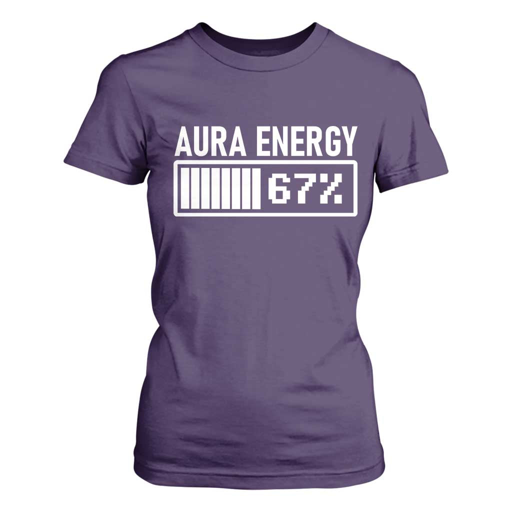 Funny Aura Energy at 67 T Shirt For Women Six Seven Viral Meme 6 7 Gen Alpha Slang TS02 Purple Print Your Wear