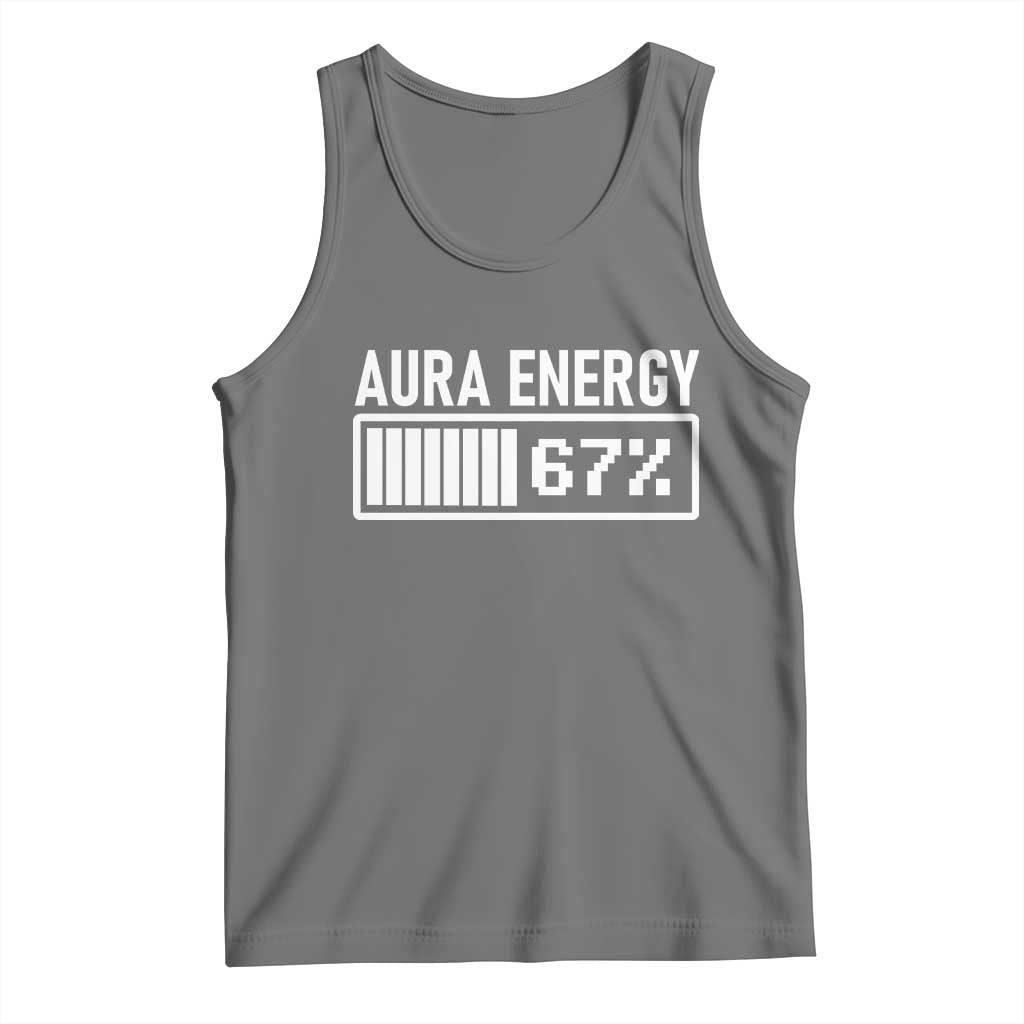 Funny Aura Energy at 67 Tank Top Six Seven Viral Meme 6 7 Gen Alpha Slang TS02 Black Heather Print Your Wear
