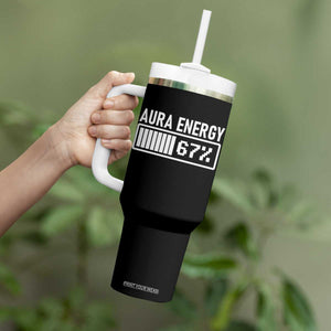 Funny Aura Energy at 67 Tumbler With Handle Six Seven Viral Meme 6 7 Gen Alpha Slang TS02 Print Your Wear