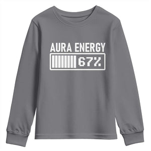 Funny Aura Energy at 67 Youth Sweatshirt Six Seven Viral Meme 6 7 Gen Alpha Slang TS02 Charcoal Print Your Wear