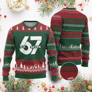 Funny Six Seven 67 Meme Ugly Christmas Sweater Bold Graphic TS02 Red Green Print Your Wear