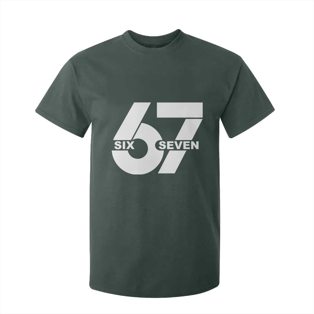 Funny Six Seven 67 Meme T Shirt For Kid Bold Graphic TS02 Dark Forest Green Print Your Wear