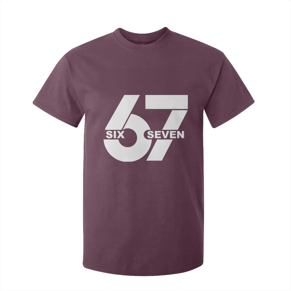 Funny Six Seven 67 Meme T Shirt For Kid Bold Graphic TS02 Maroon Print Your Wear
