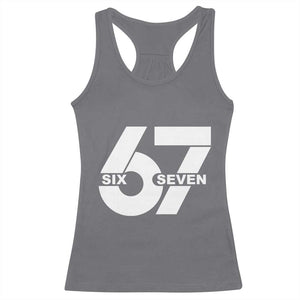 Funny Six Seven 67 Meme Racerback Tank Top Bold Graphic TS02 Charcoal Print Your Wear