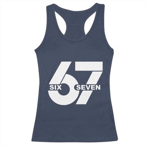 Funny Six Seven 67 Meme Racerback Tank Top Bold Graphic TS02 Navy Print Your Wear